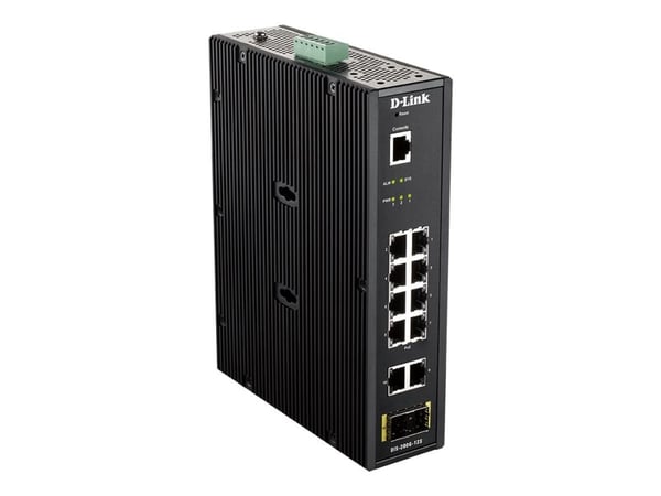 D-Link DIS 200G-12S - Switch - Styrt - 10 x 10/100/1000 + 2 x SFP - DIN-skinnemonterbar, veggmonterbar - AC 120/230 V / DC 46 - 54 V