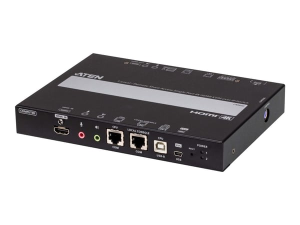 ATEN CN9850 - KVM-svitsj - fjernstyrt delt tilgang, enkeltport, 4K, HDMI - 4 x KVM port(s) - 1 lokalbruker - rackmonterbar ATEN CN9850 - KVM-svitsj - fjernstyrt delt tilgang, enkeltport, 4K, HDMI - 4 x KVM port(s) - 1 lokalbruker - rackmonterbar