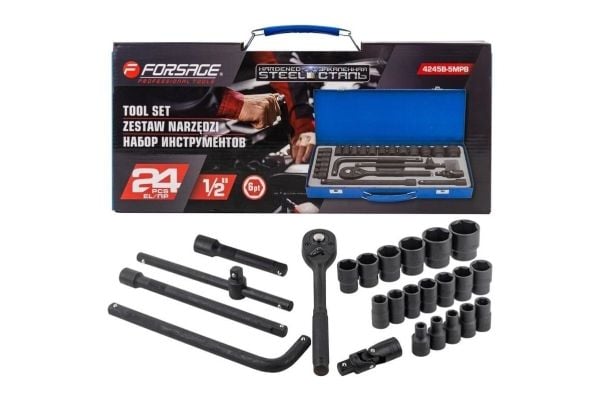 Rockforce set med hylsor och adaptrar 24 delar