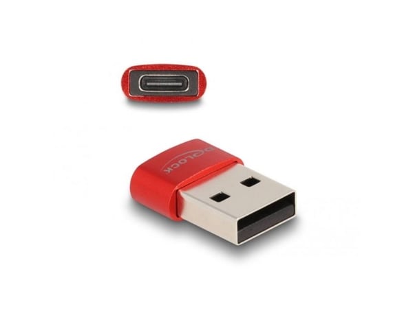 Delock - USB-adapter - USB (hann) til USB-C (hunn) - USB 2.0 - 5 V - 3 A - rød