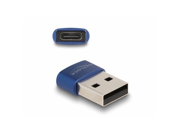Delock - USB-adapter - USB (hann) til USB-C (hunn) - USB 2.0 - 5 V - 3 A - blå
