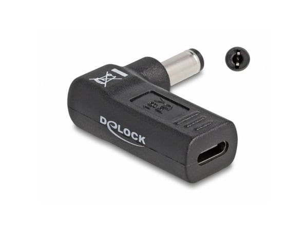 Delock - Strømadapter - USB-C (hunn) til 5,5 x 2,1 mm DC-jakk (hann) - 19 V - 3 A - vinklet - svart
