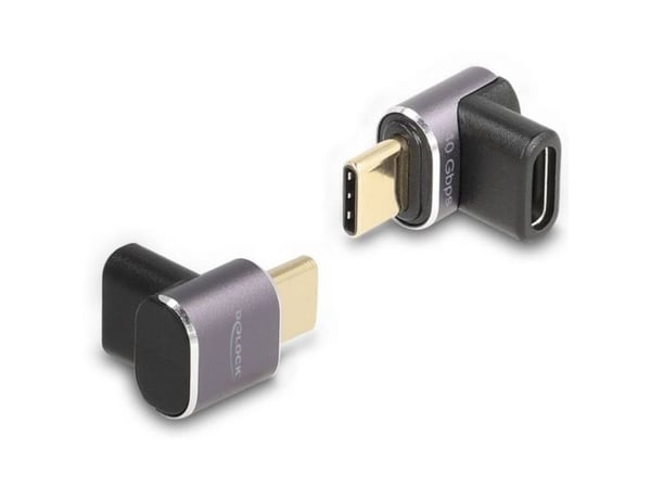 Delock - USB-adapter - 24 pin USB-C (hann) til 24 pin USB-C (hunn) - USB 2.0 / USB 3.2 / USB4 / Thunderbolt 3 - 20 V - 5 A - 1.5 cm - vinklet, USB ...