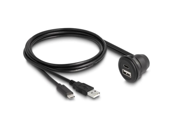 Delock - USB-kabel - USB, 24 pin USB-C (hann) til USB, 24 pin USB-C (hunn) vinklet - 1 m - up to 480 Mbps - svart