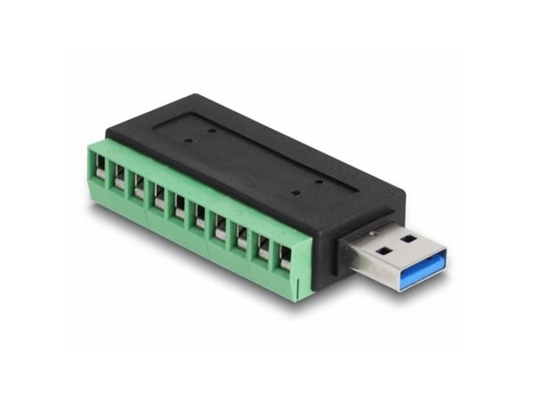 Delock - USB-adapter - 10-pins terminalblokk til USB-type A (hann) - USB 3.2 Gen 1 - 5 V - 1 A - svart/grønn