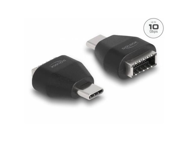 Delock - USB-adapter - USB-C (hann) til 20 pin Key A (hunn) - USB 3.2 Gen 2 - svart