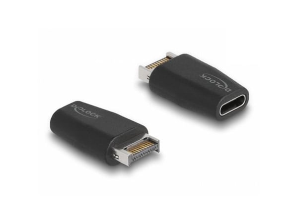 Delock - USB-adapter - 20 pin Key A (hann) til USB-C (hunn) - USB 3.2 Gen 2 - svart