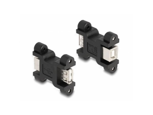 Delock USB 2.0 -sovitin A-tyypin pistorasiaan ja B-tyypin pistorasiaan, jossa on ruuviliitäntä