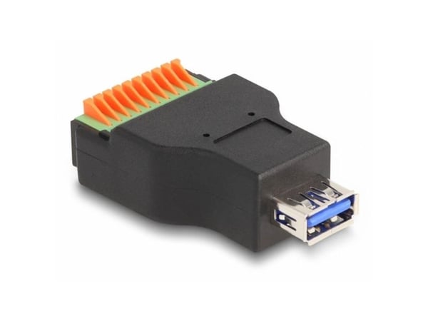 Delock - USB-adapter - USB-type A (hunn) til 10-pins terminalblokk - USB 3.2 Gen 1 - svart/grønn