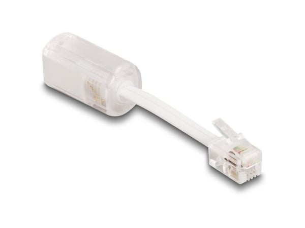 Delock - Telefonadapter - RJ-10 (P) til RJ-10 (R) dreining - uskjermet - gjennomsiktig, hvit