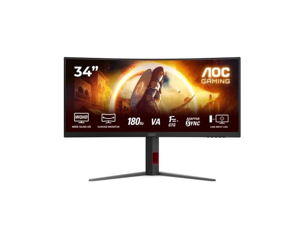AOC G4 CU34G4, 86,4 cm (34"), 3440 x 1440 piksler, Wide Quad HD, LED, 1 ms, Svart, Rød