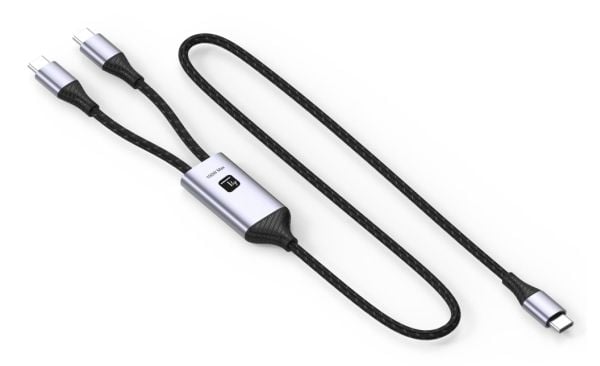 USB-C till 2x USB-C 100W laddningskabel 1,5 m PD QC PPS