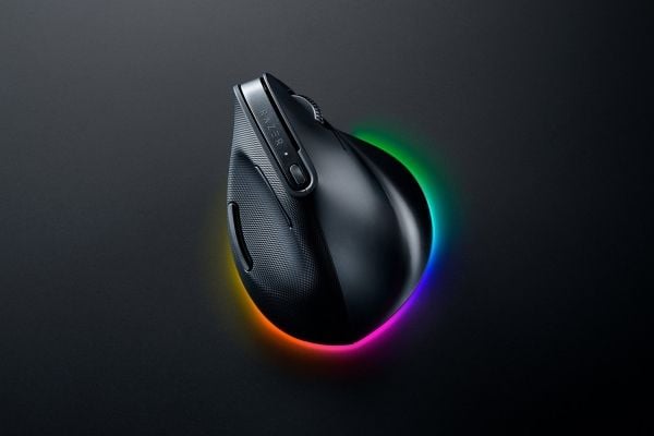 Razer Pro Click V2 Vertical, Oikeakätinen, Vaakasuuntainen muotoilu, Optinen, RF Wireless + Bluetooth + USB Type-C, 30000 DPI, musta
