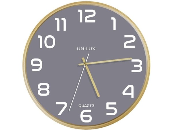 Vægur Unilux Baltic - grå - lydløs - diameter 31,5 cm