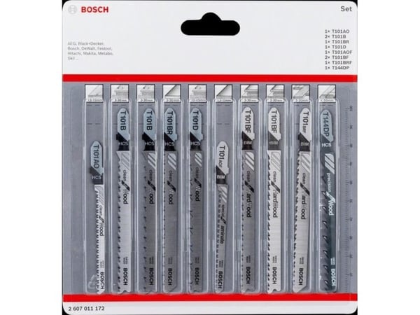 Bosch - Bladsett for stikksag - for tre, løvtre - 10 deler - T-skaft