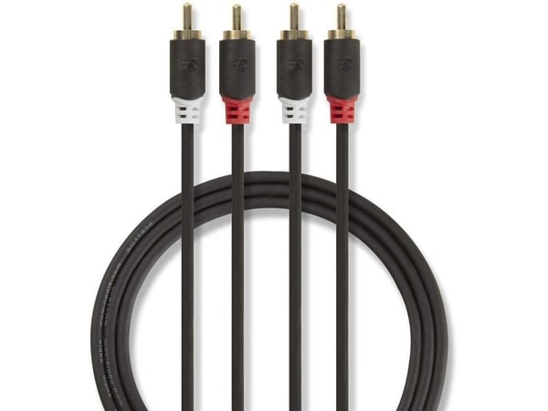Nedis - Lydkabel - RCA hann til RCA hann - 1 m - antrasitt - rund