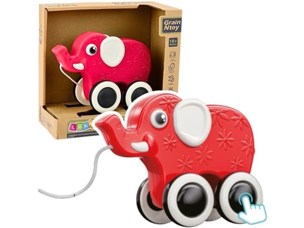 Elefantti Pull-On narulelu Squeaker Eco Punainen