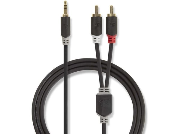 Nedis - Lydkabel - mini-phone stereo 3.5 mm hann til RCA hann - 50 cm - antrasitt - rund