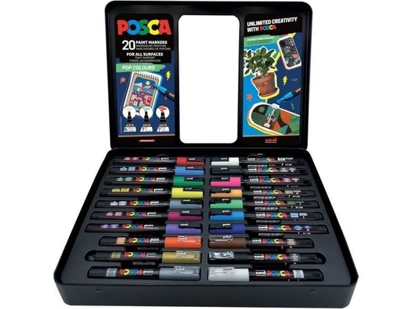 POSCA Metal Tin, 20 ass. Pop Colours