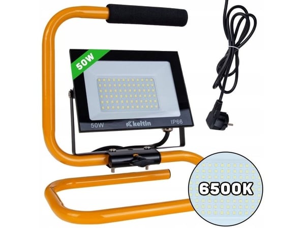 LED flomlys 50W med stativ og kabel – kald hvit 6500K (10)
