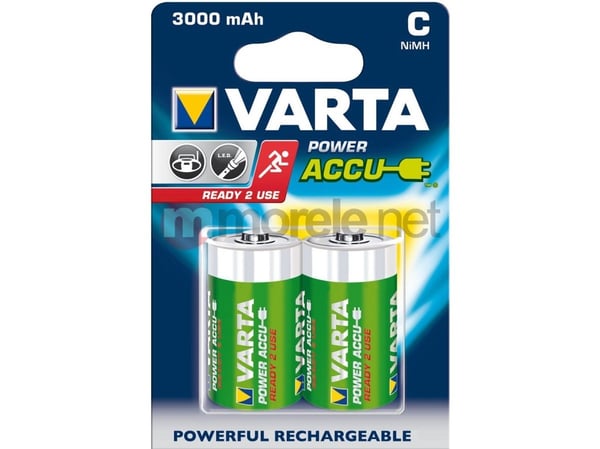 Varta Power Accu - Batteri 2 x C - NiMH - (ladbare) - 3000 mAh