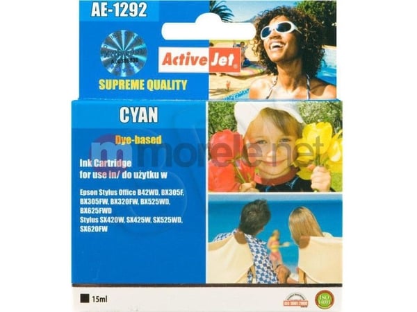 Activejet AE-1292N, Høyt (XL) utbytte, Cyan, Fargestoffbasert blekk, 15 ml, 1 stykker, Enkeltpakke
