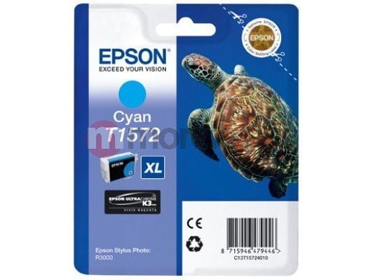 Epson Turtle T1572 syaani, High (L) Yield, Syaani, 25,9 ml, 1 kpl, 2300 sivua, Kertapakkaus