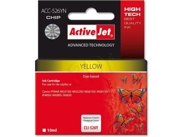 Activejet ACC-526YN, Hög (XL) avkastning, Färgbaserat bläck, 10 ml, 1 styck, Enpack