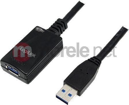 LogiLink 5.0m USB 3.0 M/F, 5 m, USB A, USB A, USB 3.2 Gen 1 (3.1 Gen 1), Hankjønn/hunkjønn, Sort