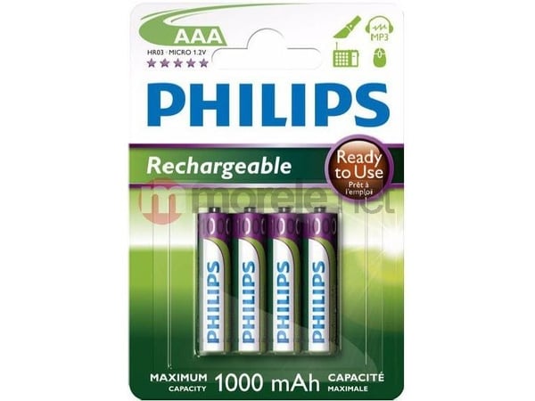 Philips R03B4RTU10 - Batteri 4 x AAA - NiMH - (oppladbart) - 1000 mAh