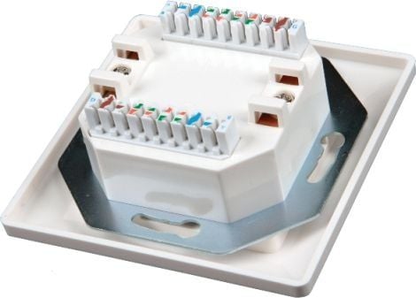 Solarix SX9-2-5E-UTP-WH - Uppoasennettava pistorasia - CAT 5e - UTP - RJ-45 X 2 - valkoinen