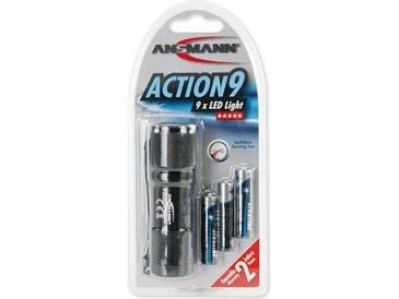 Ansmann Action9, Lommelykt, Svart, Aluminium, LED, 9 lamper, 30 m