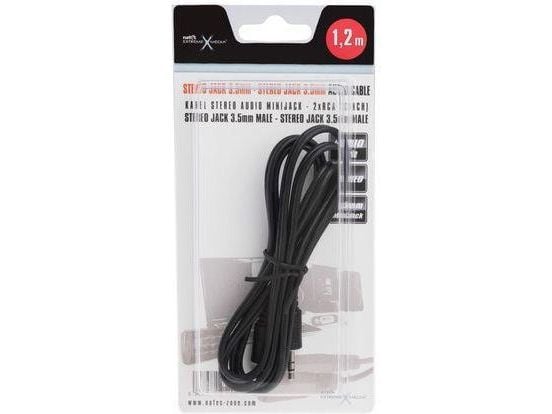 NATEC 1.2m 3.5mm, 3.5mm, Hankjønn, 3.5mm, Hankjønn, 1,2 m, Svart