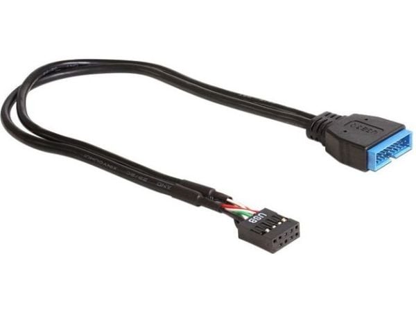 Delock - USB-internkabel - 9-stifts USB-överdel (hona) till 19-stifts USB 3.0-kontakt (hane) - 30 cm - svart
