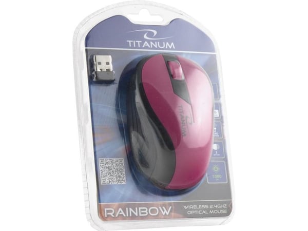 Esperanza Titanum Wireless, Oikeakätinen, Optinen, Langaton RF, 1000 DPI, Musta, Vaaleanpunainen