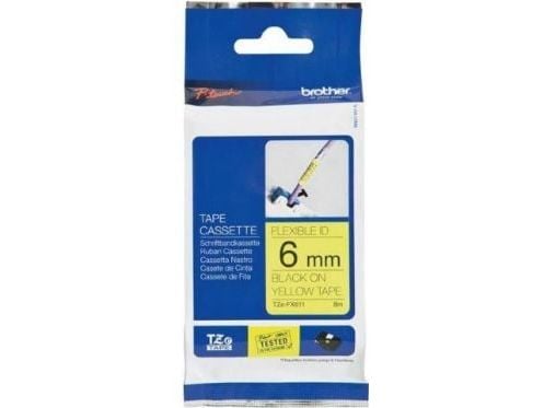 Brother TZFX611 - Svart på gult - Rull (0,6 cm) skriverteip - for Brother PT-D210, D600, H110, H200; P-Touch PT-1005, E550, H107; P-Touch Cube Plus...