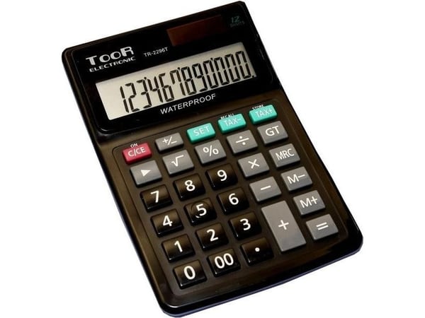 Toor Electronic TR-2296 kontorkalkulator, 12-sifret vanntett (KA6767)