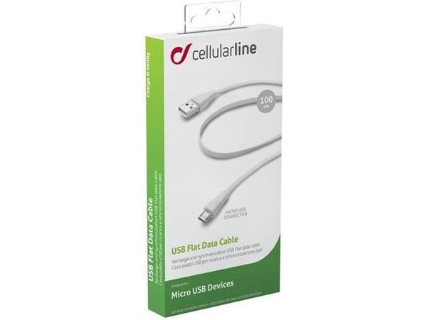 Cellularline 8018080190919, 1 m, USB A, Micro-USB B, Hvit