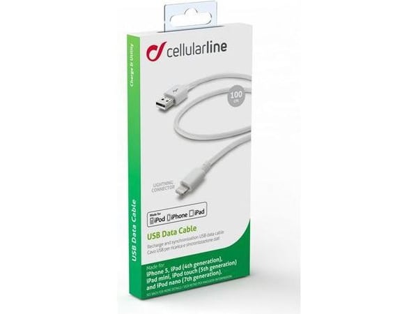 Cellularline 8018080175466, 1,2 m, Lightning, USB A, Valkoinen, 45 g, 1200 mm