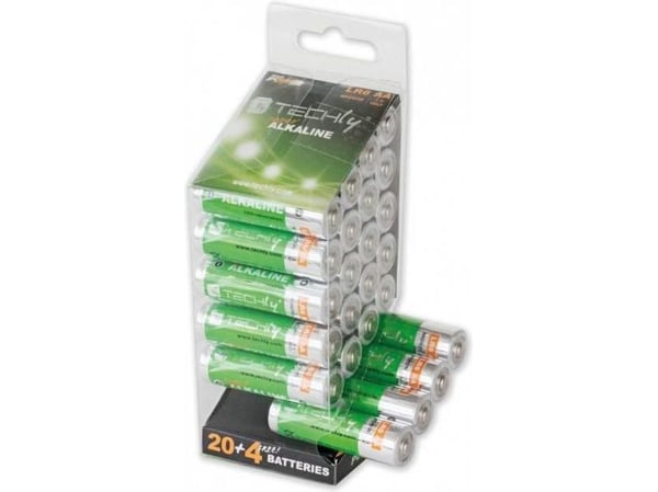 Techly LR06 AA 1.5V, Engangsbatteri, AA, Alkalinsk, 1,5 V, 24 stykker, Flerfarget