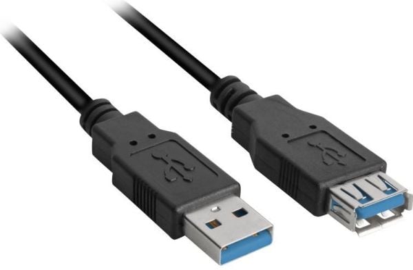 Sharkoon 1m, 2xUSB3.0-A, 1 m, USB A, USB A, USB 3.2 Gen 1 (3.1 Gen 1), Uros/naaras, Musta