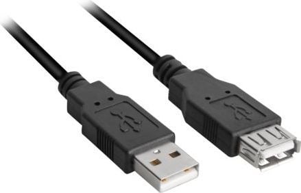 Sharkoon - USB-forlengelseskabel - USB (hann) til USB (hunn) - USB 2.0 - 1 m - svart