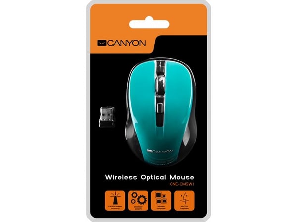 Canyon CNE-CMSW1GR, molemminpuolinen, optinen, langaton RF, 1200 dpi, vihreä