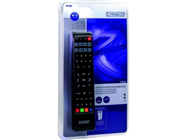 Schwaiger UFB4801 031, DVD/Blu-ray, SAT, TV, VCR, IR Kabelfri, Trykknapper, Sort