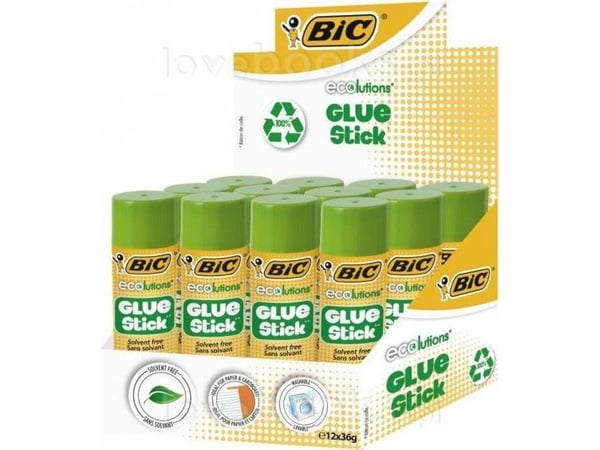 BIC ECOlutions, Limstift, 36 g, Fotoark kartong, Papir, 12 stykker, Utstillingseske |