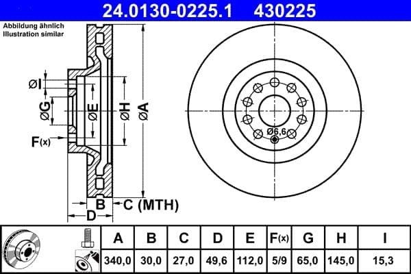 430225 Bremse skiver