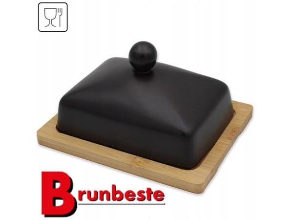 KERAMISK SMØRFAD MED BAMBUSTIV BRUNBESTE BB-4502 KERAMISK SMØRFAD MED BAMBUSTIV BRUNBESTE BB-4502