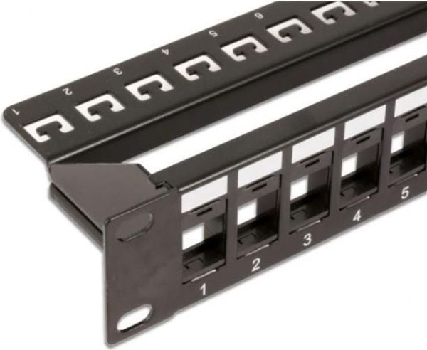 Intellinet Network Solutions patchpanel 24 portar för Keystone-moduler, 1U, svart (720328)