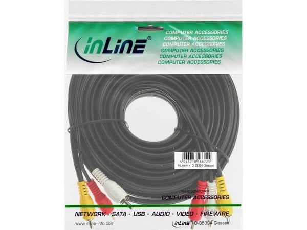 Kabel Intos RCA (Cinch) x3 til RCA (Cinch) x3 0,5 m svart (89650)