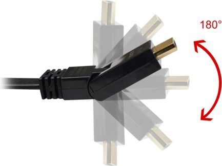 ART AL-05 - HDMI-kabel med Ethernet - HDMI hann til HDMI hann - 1.5 m - 180°-dreiekontakt, flat